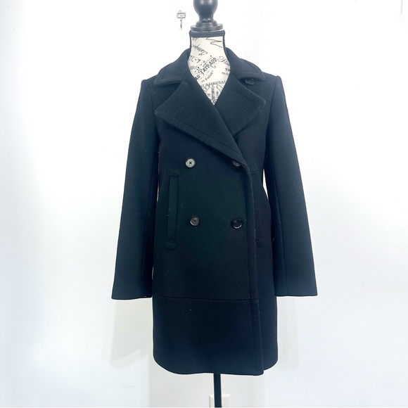 Aritzia Babaton Wool and Cashmere Blend Double Breasted Coat in Black Sz XS - Picture 4 of 9